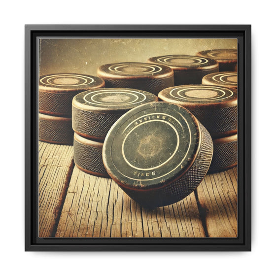 "Vintage Pucks" - Matte Canvas, Framed