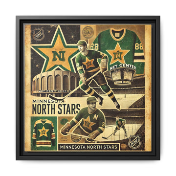 "Vintage Minnesota North Stars" - Matte Canvas, Framed