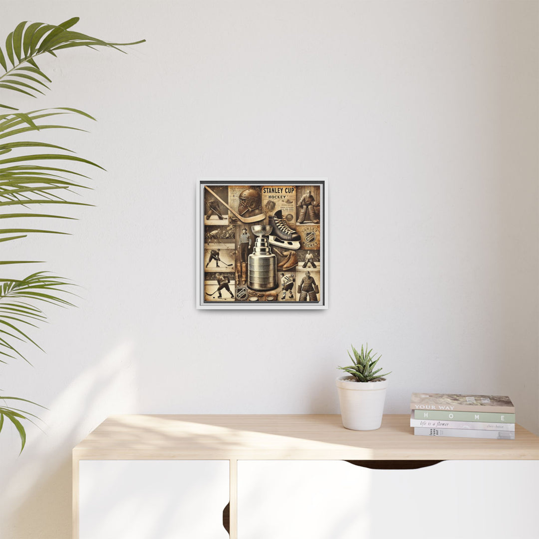 "Vintage Stanley Cup Hockey"  - Matte Canvas, Framed