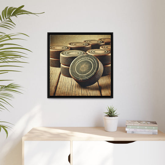 "Vintage Pucks"  - Matte Canvas, Framed