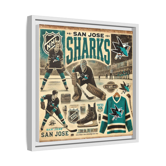 "Vintage San Jose Sharks"  - Matte Canvas, Framed