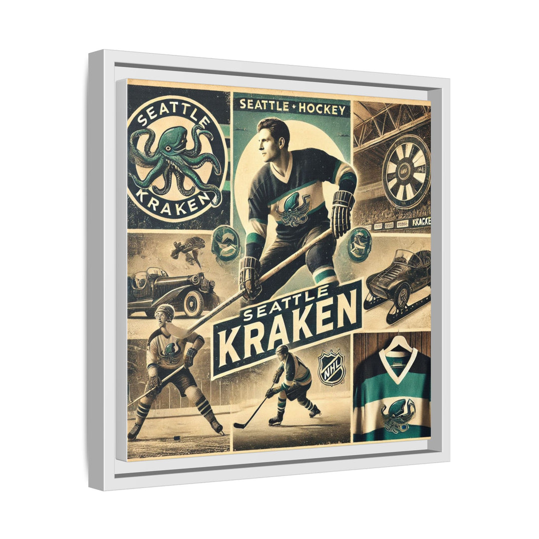 "Vintage Seattle Kraken"  - Matte Canvas, Framed