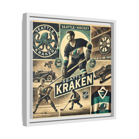"Vintage Seattle Kraken"  - Matte Canvas, Framed