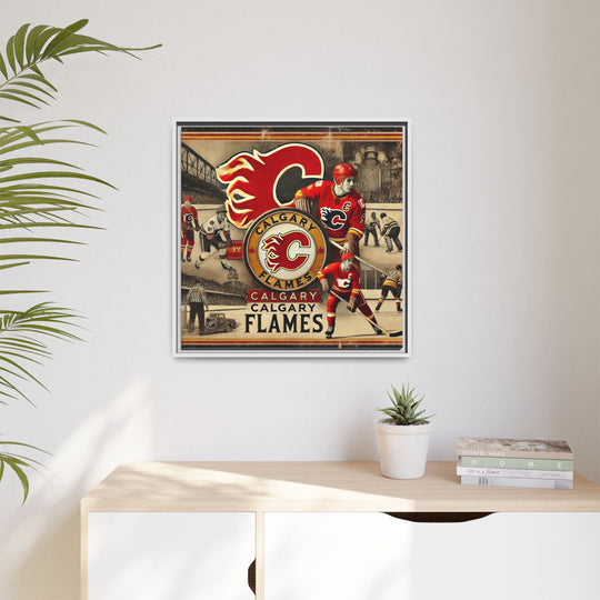 "Vintage Calgary Flames"  - Matte Canvas, Framed