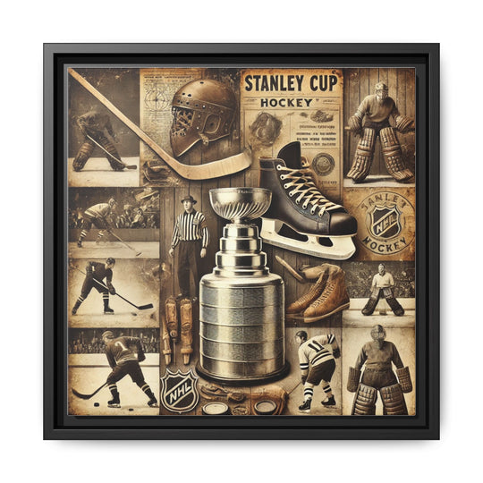 "Vintage Stanley Cup Hockey"  - Matte Canvas, Framed