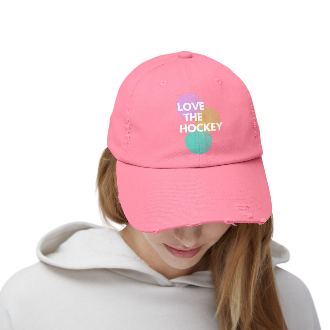 "Love The Hockey" -  Distressed Cap