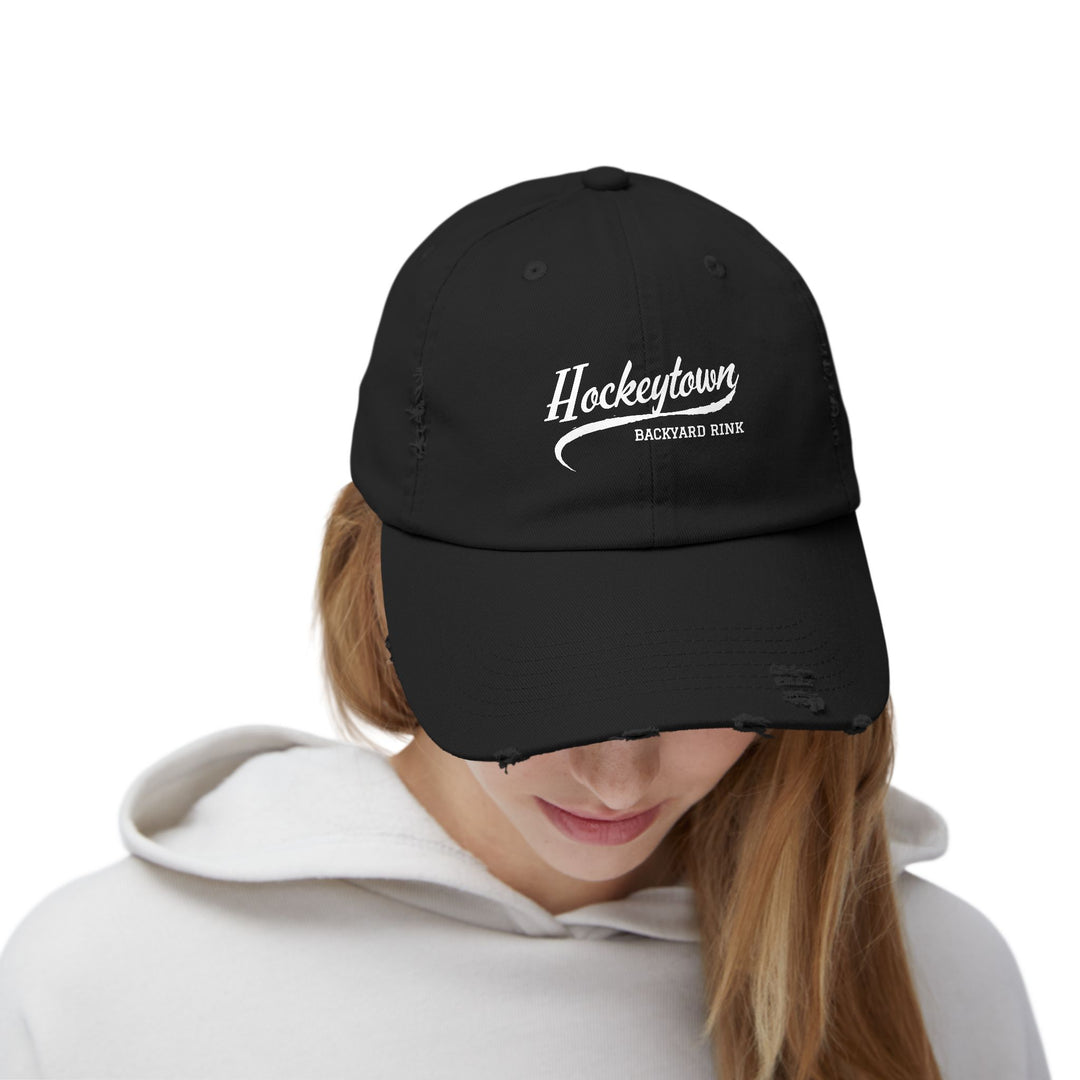 "Hockeytown Backyard Rink" -  Distressed Cap