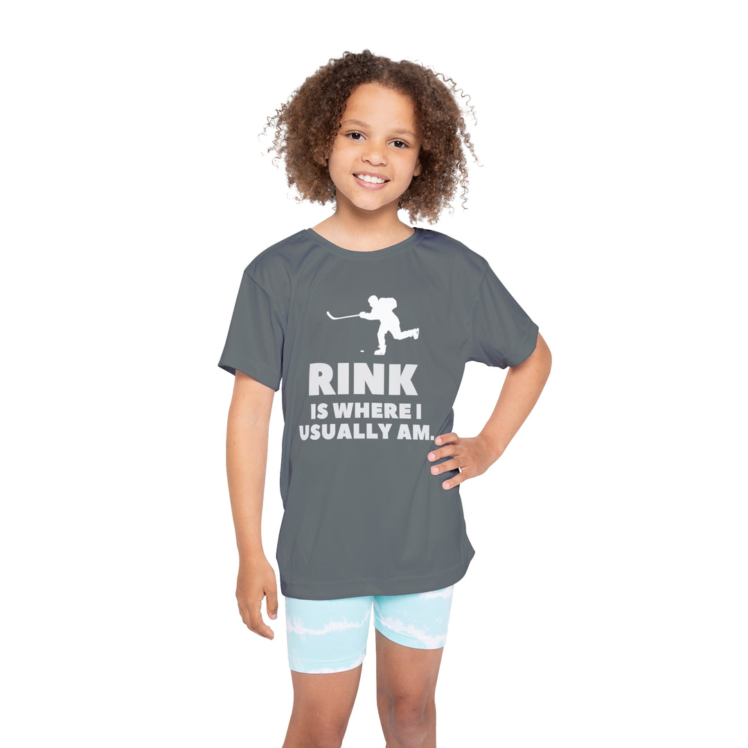 "Rink Is Where I Usually Am" - Kids Sports T-Shirt