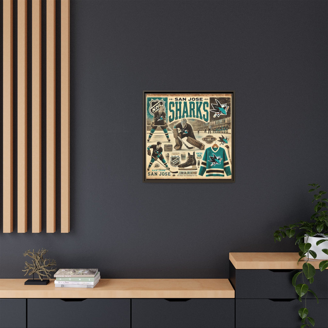 "Vintage San Jose Sharks"  - Matte Canvas, Framed