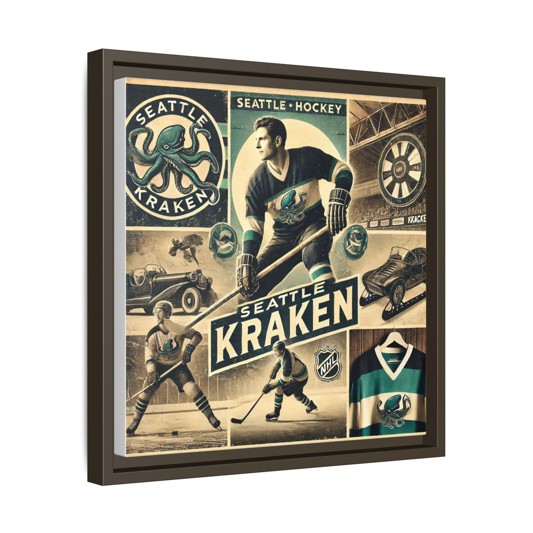 "Vintage Seattle Kraken"  - Matte Canvas, Framed