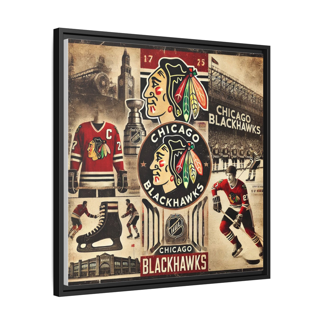"Vintage Chicago Blackhawks"  - Matte Canvas, Framed