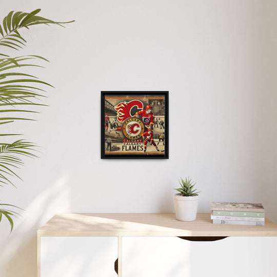 "Vintage Calgary Flames"  - Matte Canvas, Framed