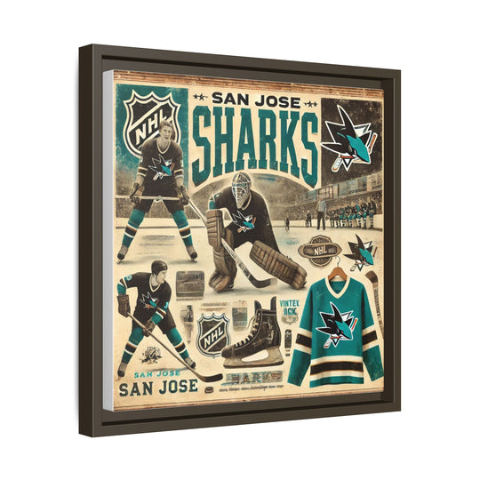 "Vintage San Jose Sharks"  - Matte Canvas, Framed