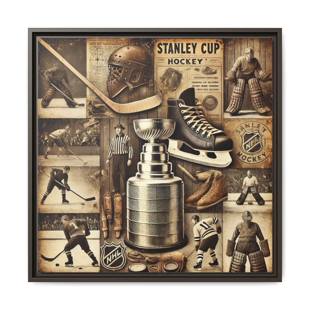 "Vintage Stanley Cup Hockey"  - Matte Canvas, Framed