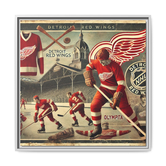 "Vintage Detroit Red Wings"  - Matte Canvas, Framed