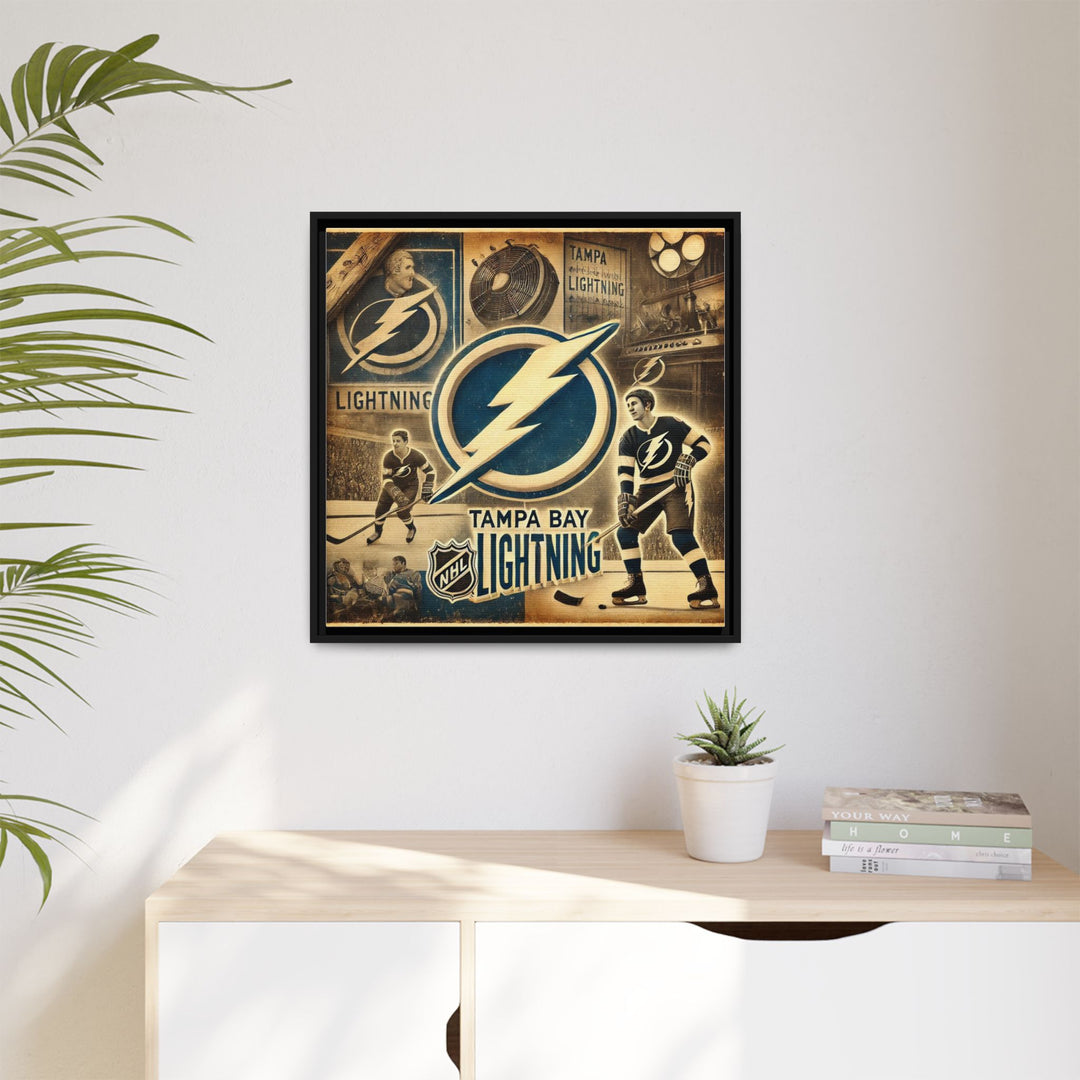 "Vintage Tampa Bay Lightning"  - Matte Canvas, Framed