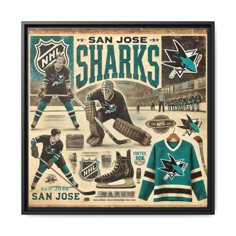 "Vintage San Jose Sharks"  - Matte Canvas, Framed