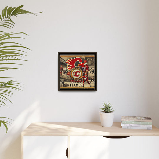 "Vintage Calgary Flames"  - Matte Canvas, Framed