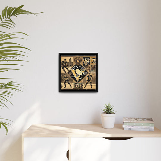 "Vintage Pittsburgh Penguins"  - Matte Canvas, Framed