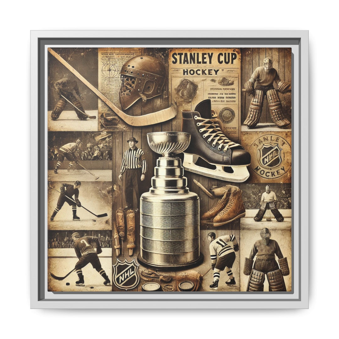 "Vintage Stanley Cup Hockey"  - Matte Canvas, Framed