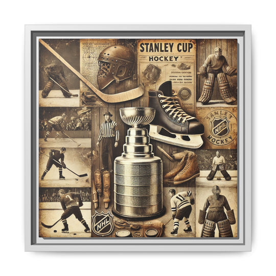 "Vintage Stanley Cup Hockey"  - Matte Canvas, Framed