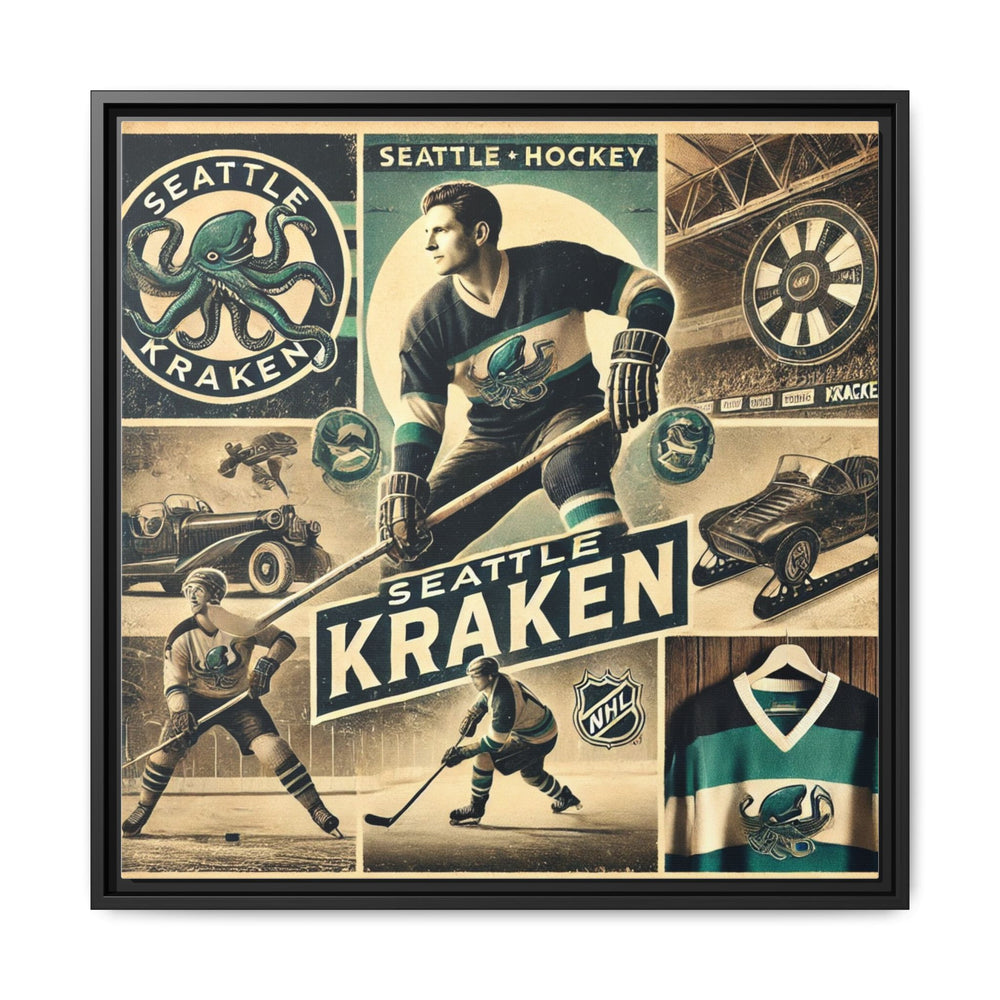 "Vintage Seattle Kraken"  - Matte Canvas, Framed