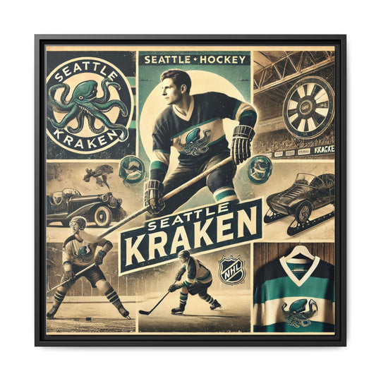 "Vintage Seattle Kraken"  - Matte Canvas, Framed