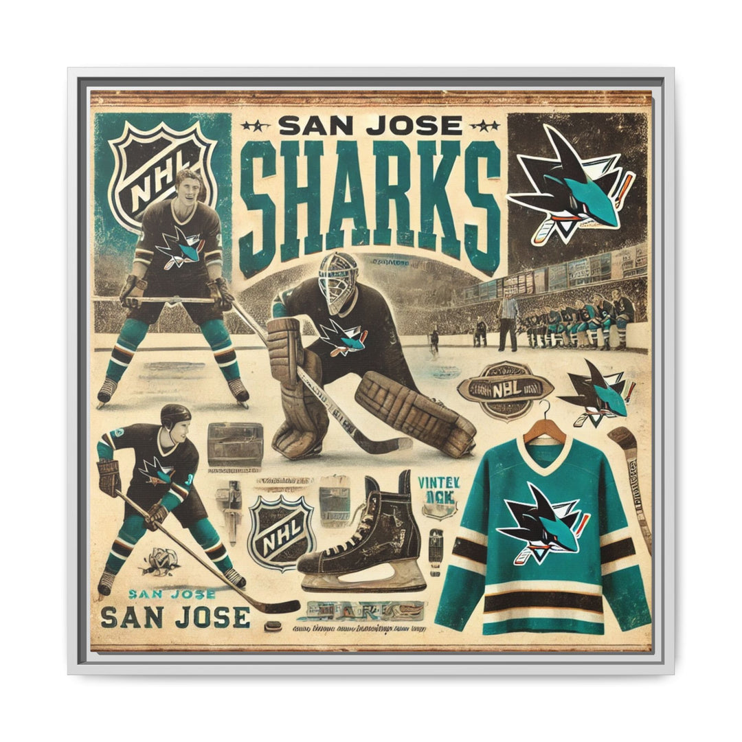 "Vintage San Jose Sharks"  - Matte Canvas, Framed