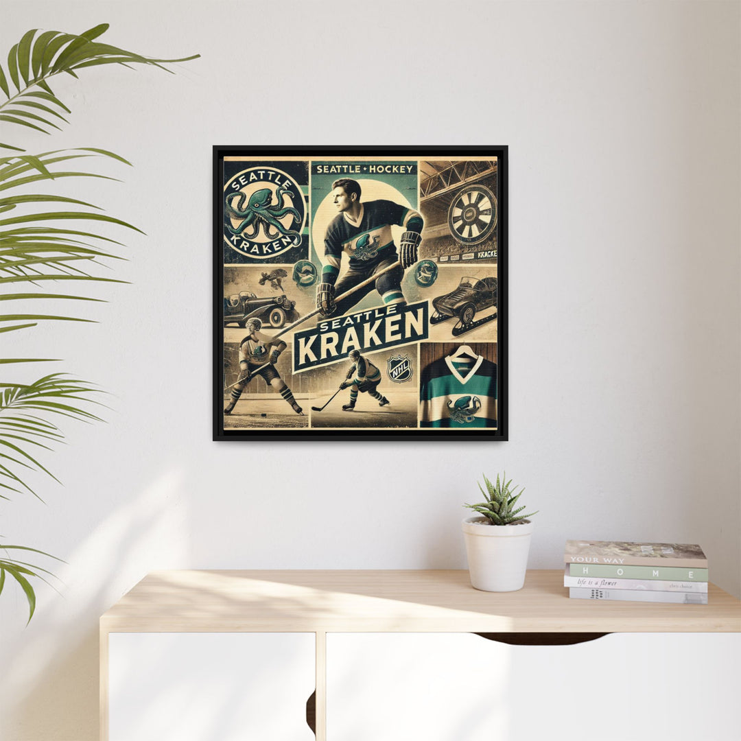"Vintage Seattle Kraken"  - Matte Canvas, Framed