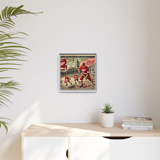 "Vintage Detroit Red Wings"  - Matte Canvas, Framed