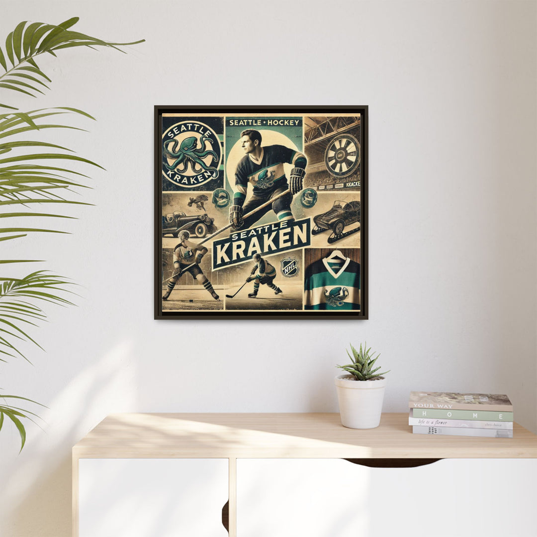 "Vintage Seattle Kraken"  - Matte Canvas, Framed