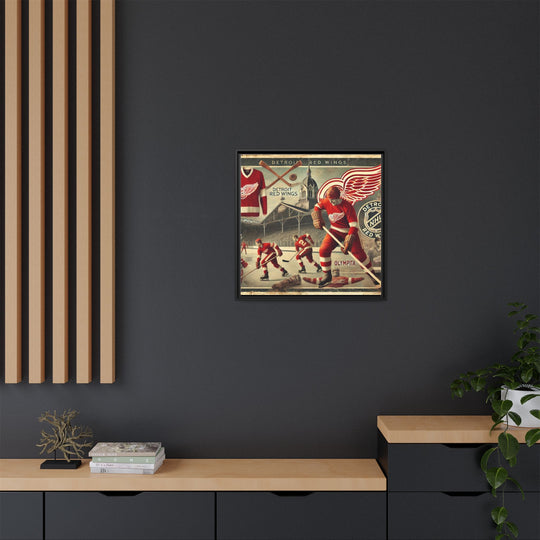 "Vintage Detroit Red Wings"  - Matte Canvas, Framed