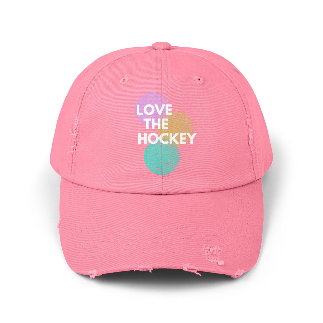 "Love The Hockey" -  Distressed Cap