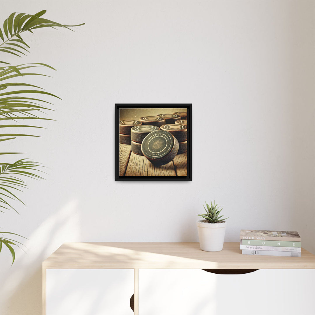 "Vintage Pucks"  - Matte Canvas, Framed