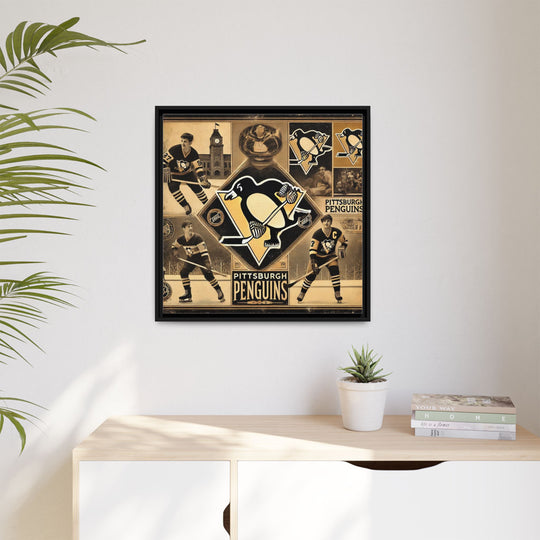 "Vintage Pittsburgh Penguins"  - Matte Canvas, Framed