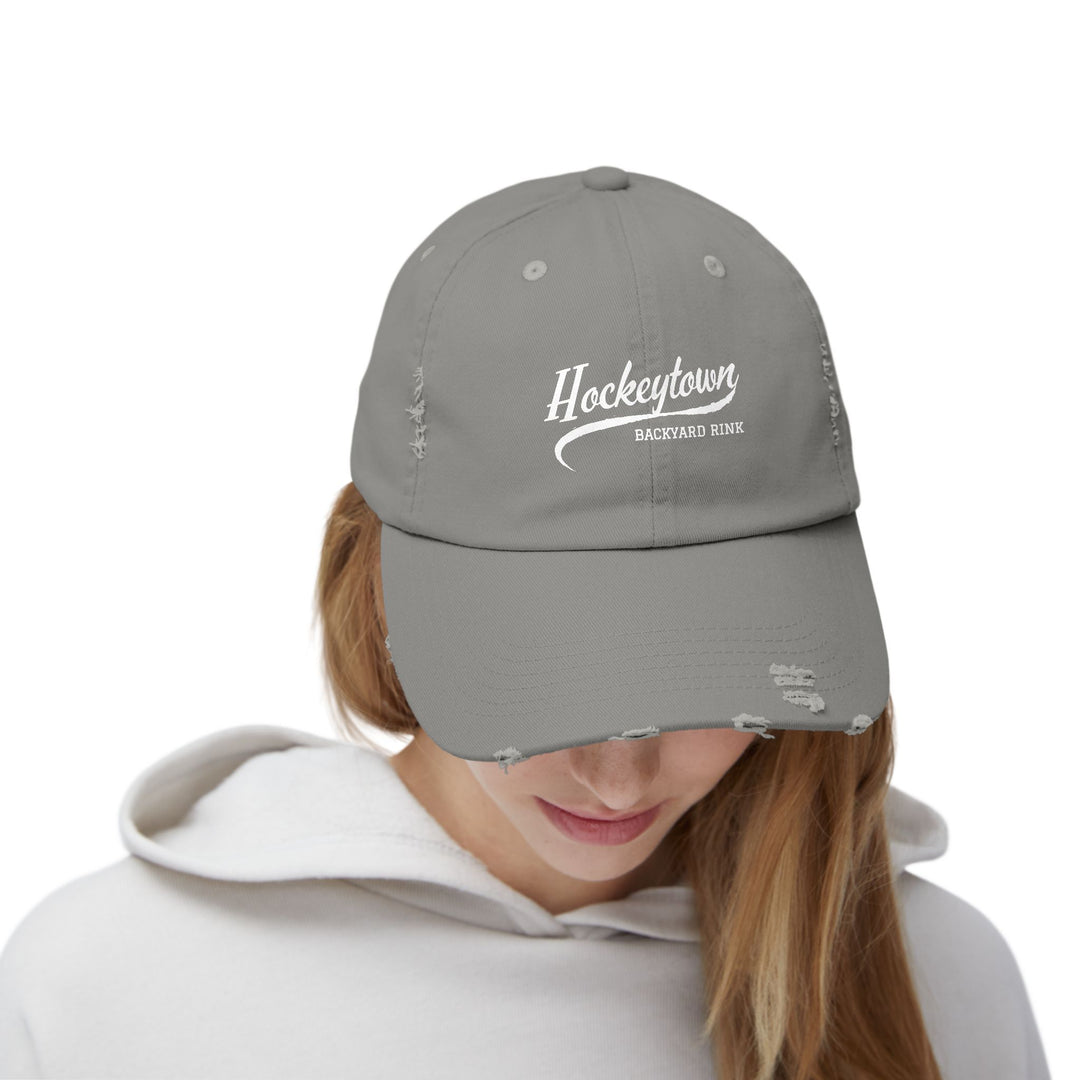 "Hockeytown Backyard Rink" -  Distressed Cap