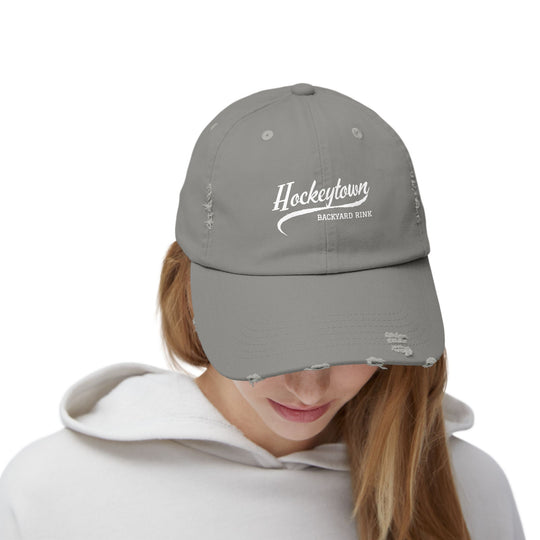 "Hockeytown Backyard Rink" -  Distressed Cap