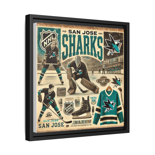 "Vintage San Jose Sharks"  - Matte Canvas, Framed