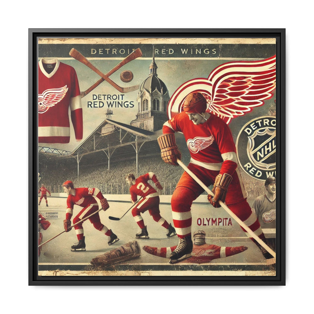 "Vintage Detroit Red Wings"  - Matte Canvas, Framed