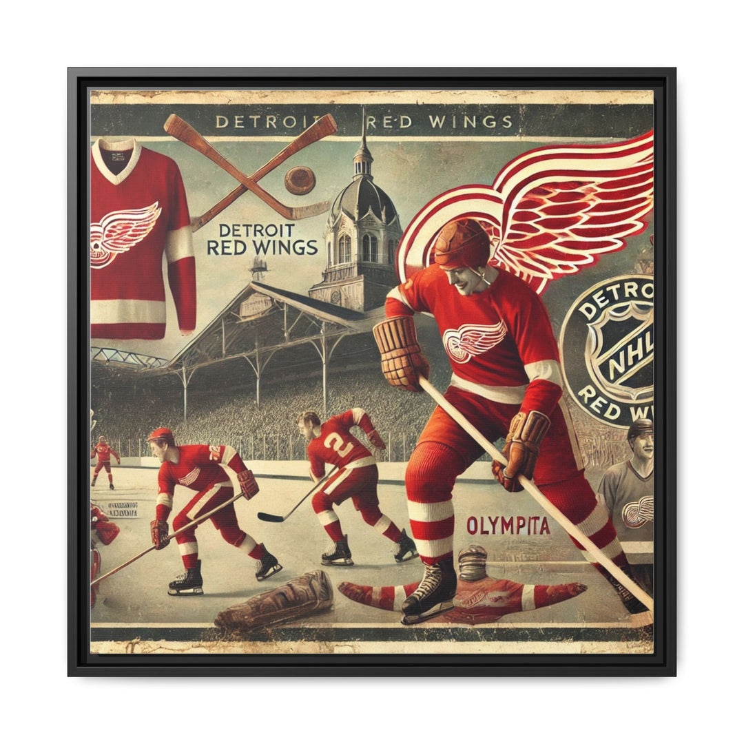 "Vintage Detroit Red Wings"  - Matte Canvas, Framed