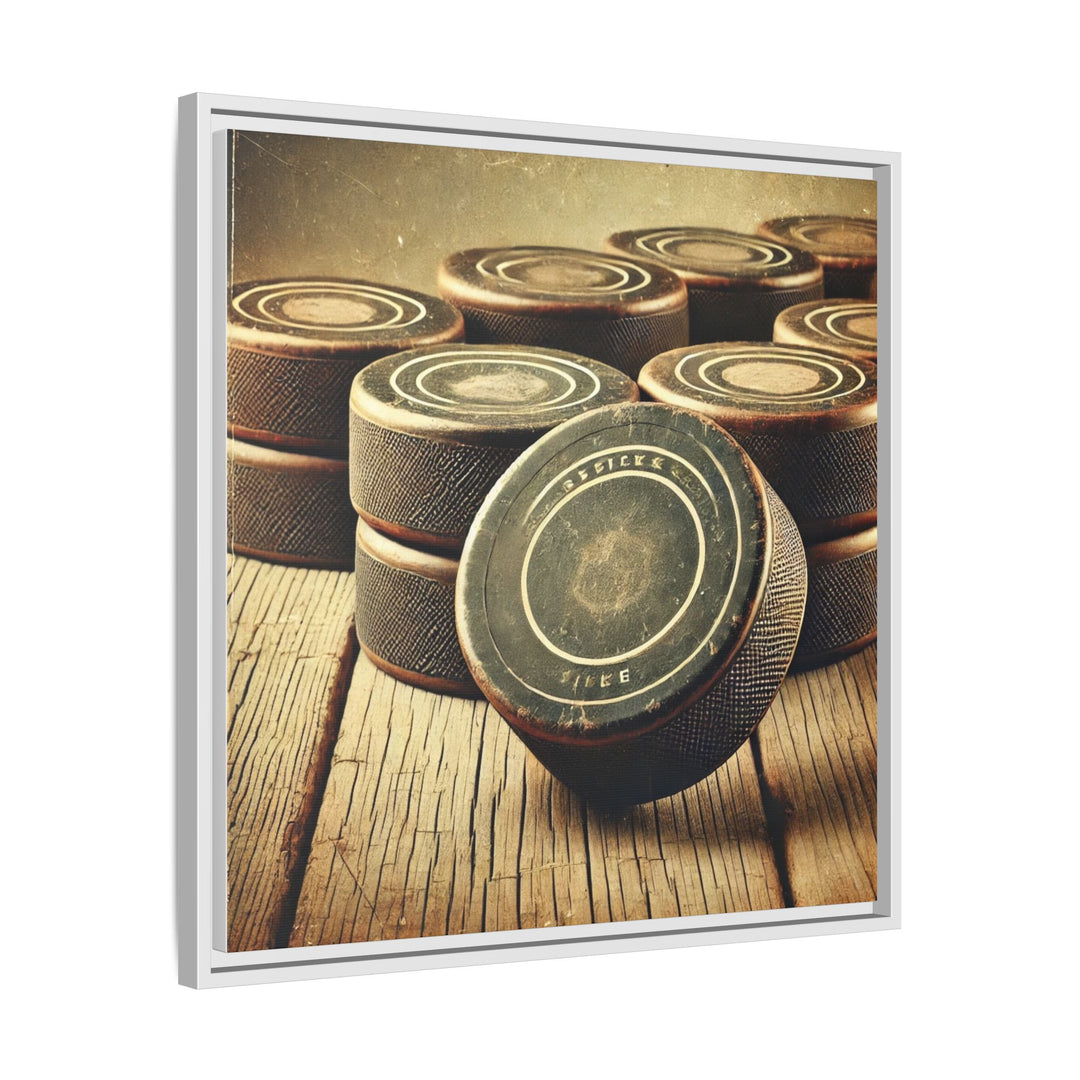 "Vintage Pucks"  - Matte Canvas, Framed