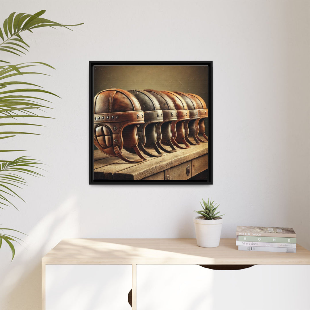 "Vintage Helmets  - Matte Canvas, Framed