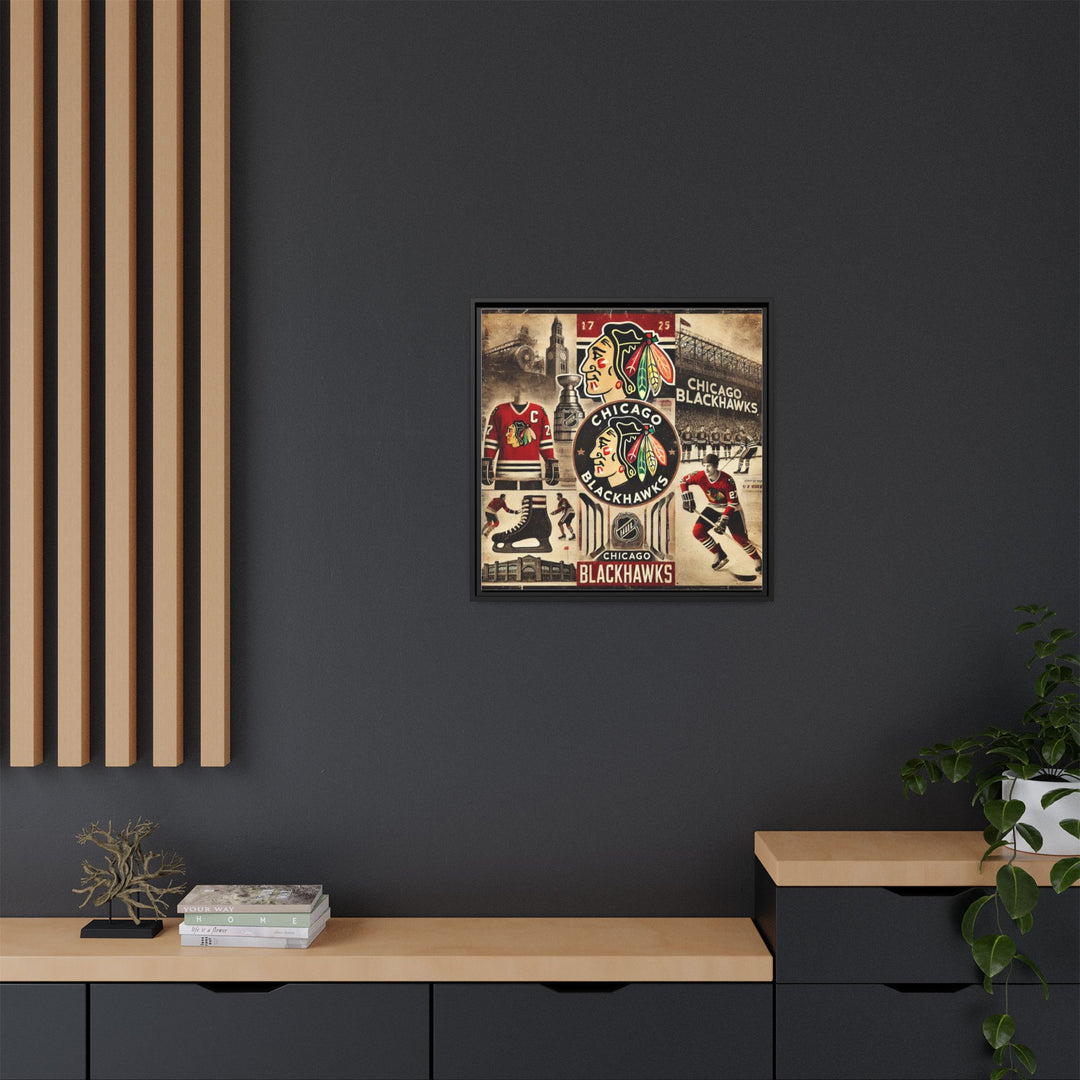 "Vintage Chicago Blackhawks"  - Matte Canvas, Framed