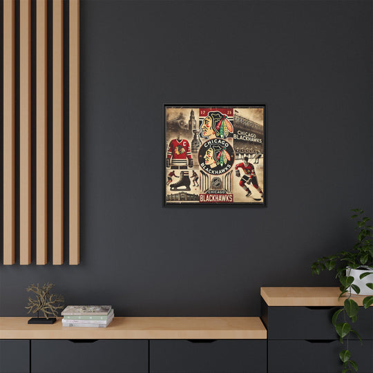 "Vintage Chicago Blackhawks"  - Matte Canvas, Framed