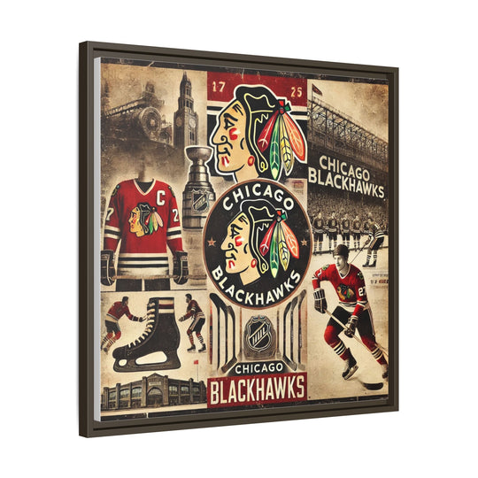 "Vintage Chicago Blackhawks"  - Matte Canvas, Framed