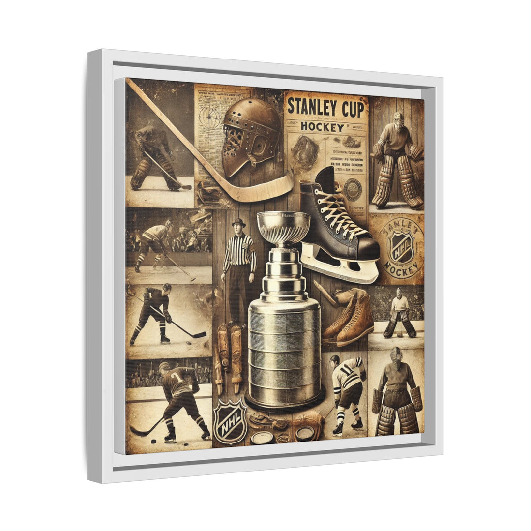 "Vintage Stanley Cup Hockey"  - Matte Canvas, Framed