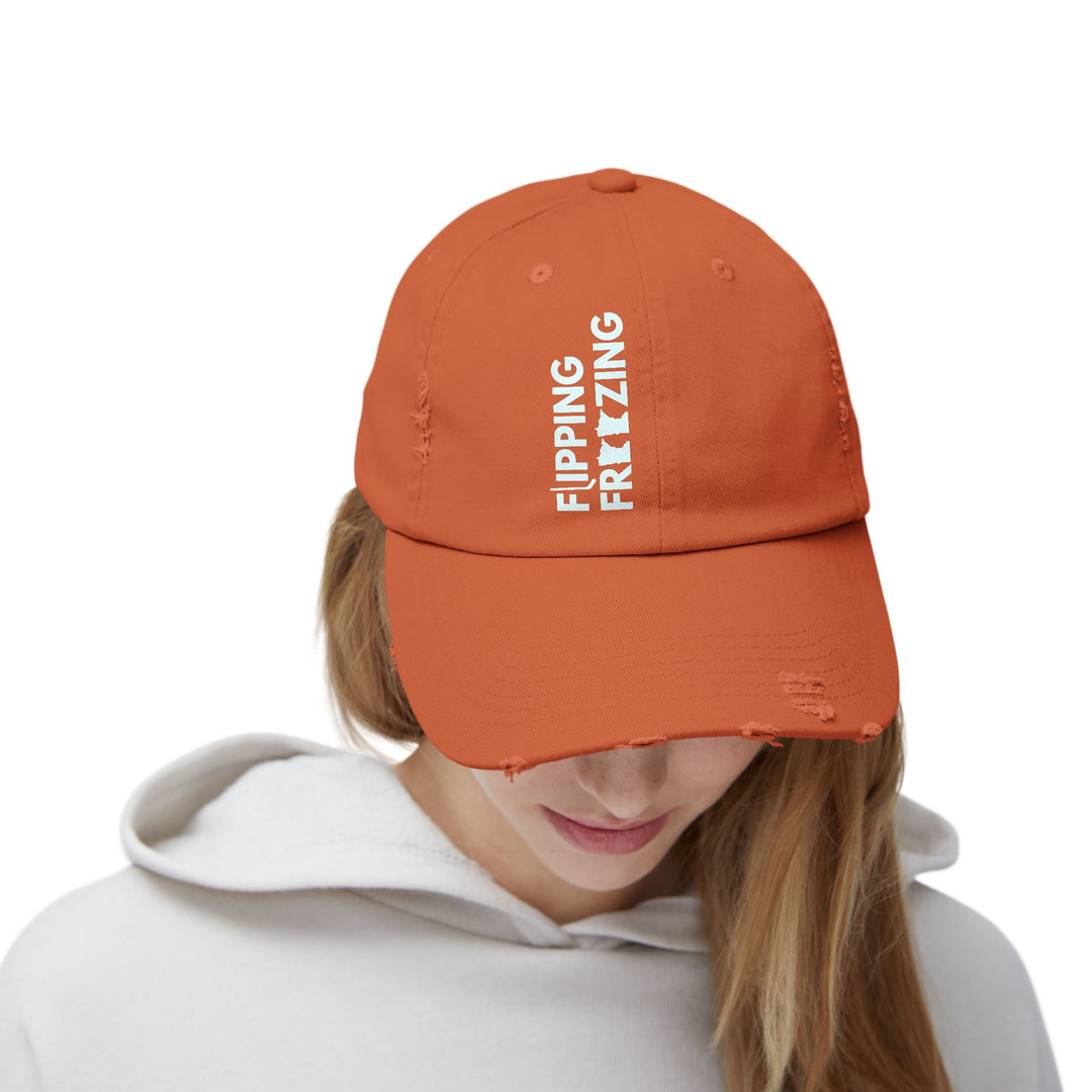 "Flippng Freezing" -  Distressed Cap