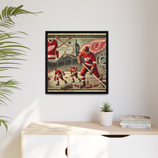 "Vintage Detroit Red Wings"  - Matte Canvas, Framed