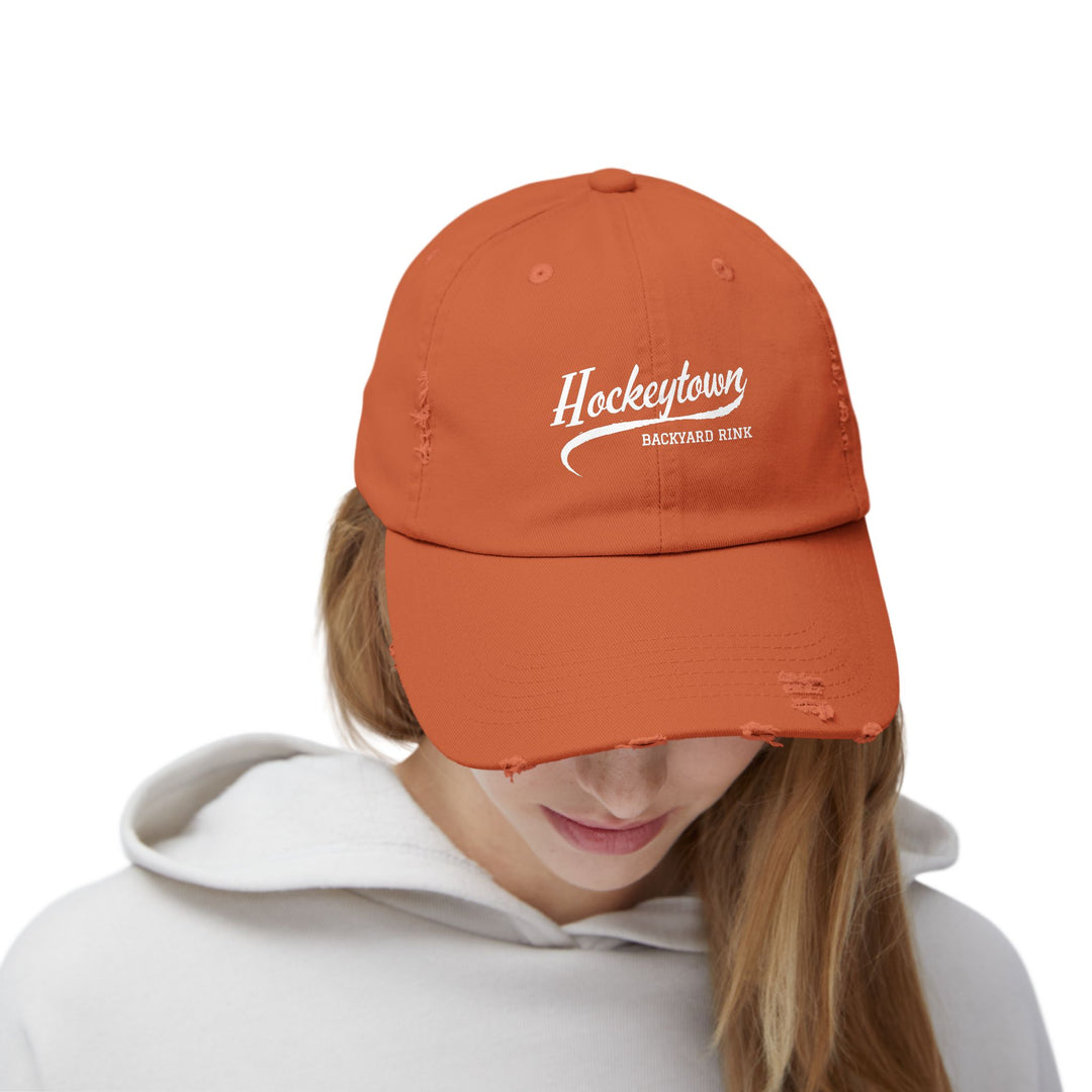 "Hockeytown Backyard Rink" -  Distressed Cap