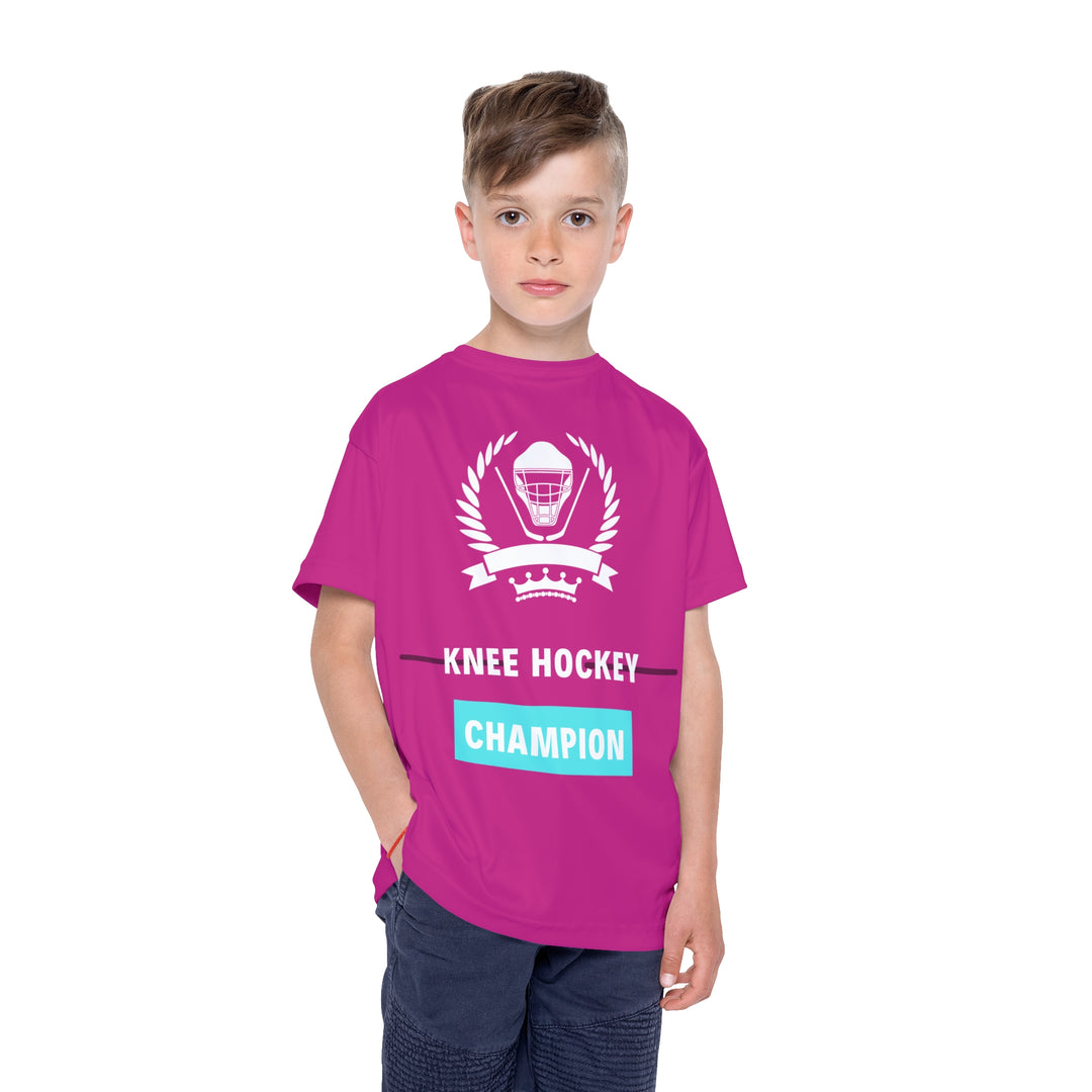 "Knee Hockey Champion" - Kids Sports T-Shirt